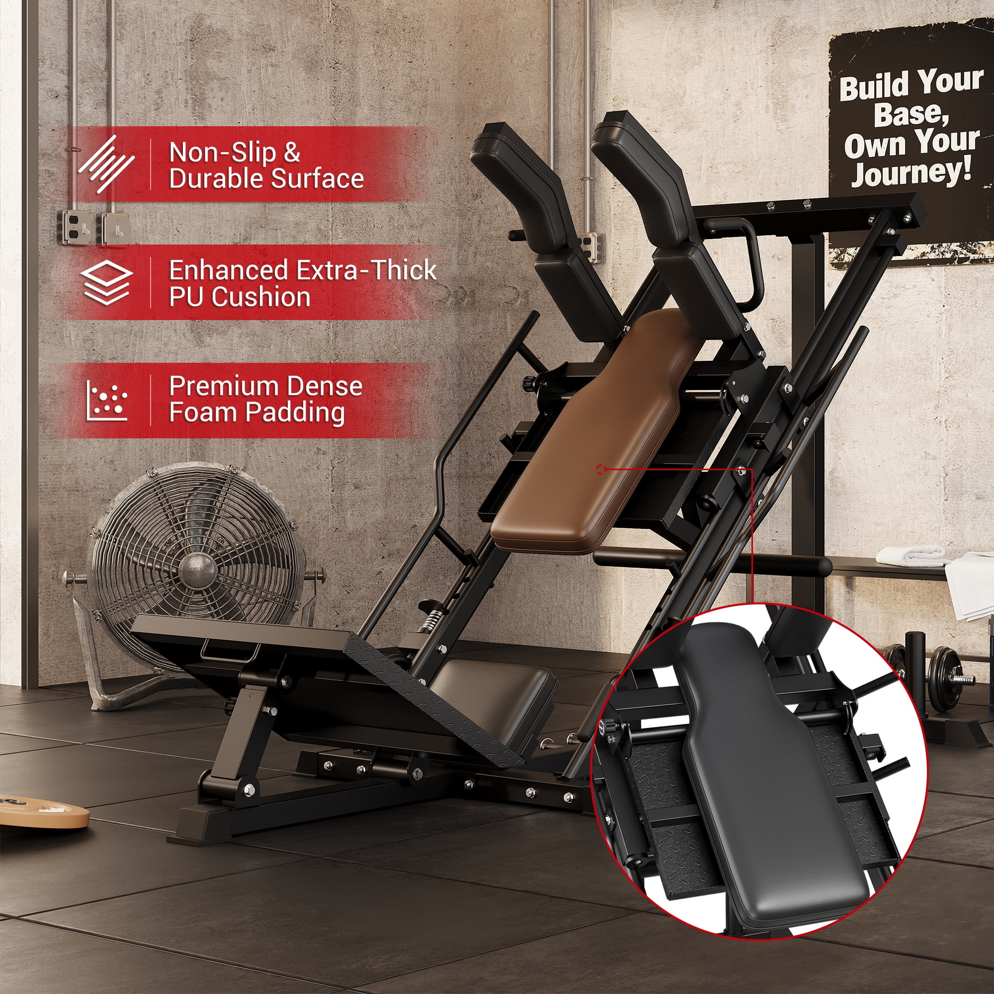 GARVEE 1200lb Leg Press Hack Squat Machine,3-in-1 Multifunctional Leg Machine with Linear Bearing Hack Squat & Leg Press Combo,Fits 1" & 2" Plates,Strength Training Lower Body