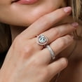 thumbnail image 4 of Gem Stone King 18K Rose Gold Plated Silver Ring Simulated Aquamarine Moissanite (3.69 Cttw), 4 of 4