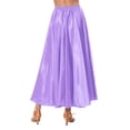 thumbnail image 3 of Zaldita Womens Satin Ruffle Maxi Skirt Full Circle Swing Long Belly Dance Skirt Lavender 90cm, 3 of 6