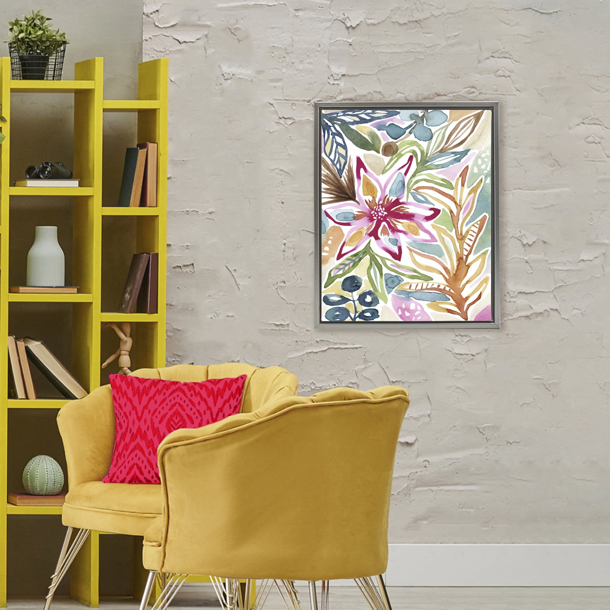 Stupell Industries Vibrant Garden Impressions Gray Framed Floater Canvas Wall Art, design by Lisa Nohren
