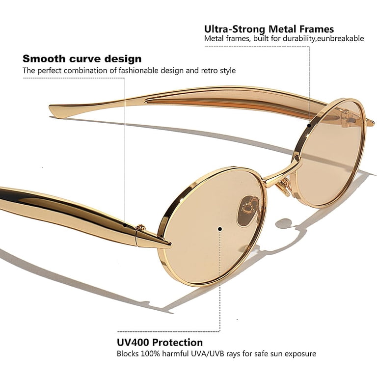 Retro Oval Sunglasses for Women Men - Classic 90s Vintage  display picture 1