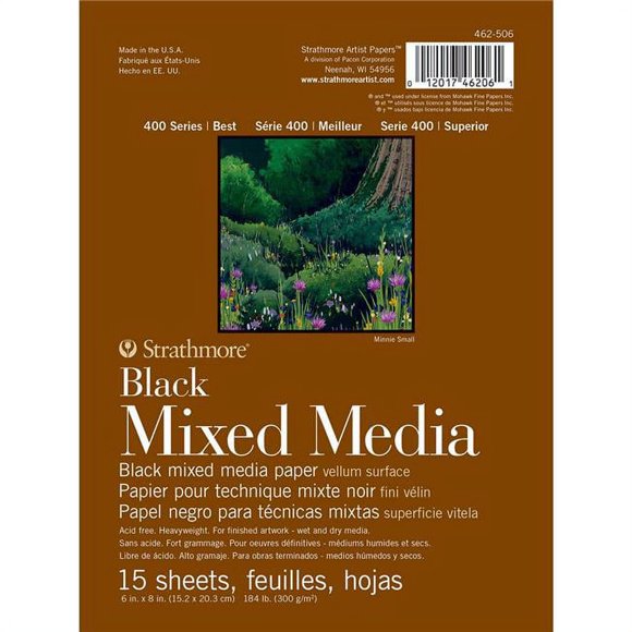 Strathmore ST462-506 6 x 8 in. 400 Series Mixed Media Glue Bound Pad, Black