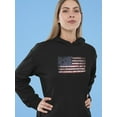 thumbnail image 2 of Smartprints Womens Graphic Hoodie Black - Grunge U.s. Flag Design Cotton Blend Classic Fit, 2 of 4