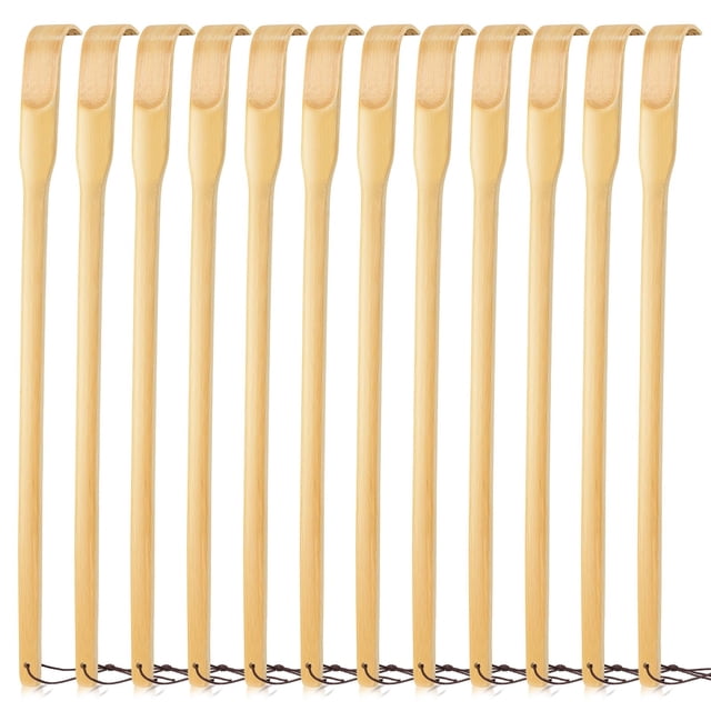 Back Scratcher Renook, madera de bambú, 42 cm de largo, mango, paquete de 12 unidades