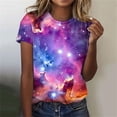 thumbnail image 2 of Kaondbfi Delicate Arctic Light Print T Shirts Fashionable Summer Round Neck Short Sleeve Blouses Tops for Carnival, 2 of 6