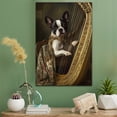thumbnail image 2 of Boston Terrier Cute Dog Harp Stretched Canvas Size 8x12 – Retro Boston Terrier Dog Batter in Action With Harp for Themed Living Room, 2 of 5