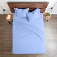thumbnail image 2 of 600 Thread Count 100% Egyptian Cotton Ultra Soft Cotton Rich Easy Care Sateen Sheets,King Size 4 Piece Sheet Set Fit 32" Inch to 34" Inch Deep Pocket {Light Blue Solid}, 2 of 6