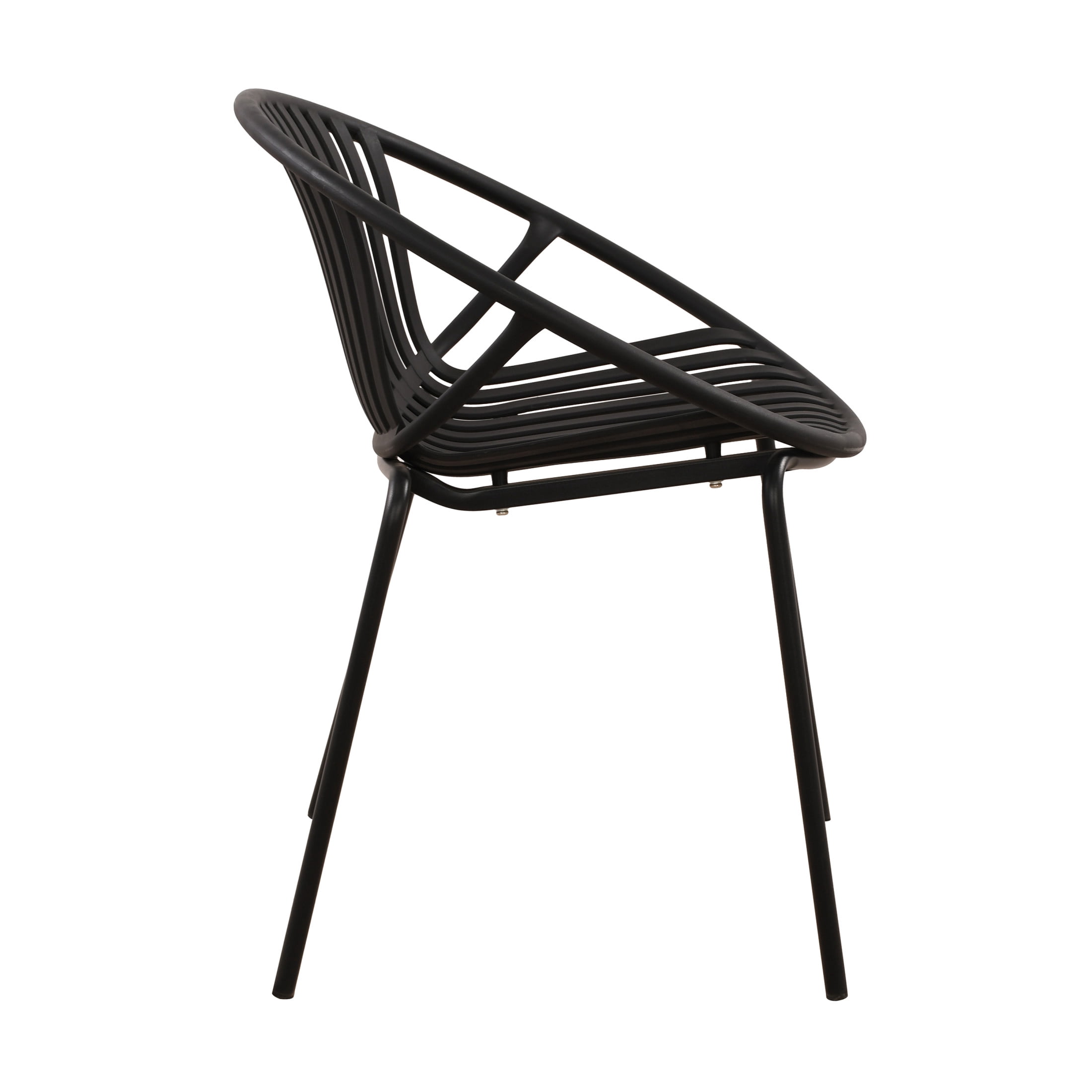 Christopher Knight Home Minimalist Plastic Outdoor Stacking Dining Chairs, Metal Legs, Black, Set of 2