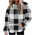 thumbnail image 2 of AGWOLF Oversized Hoodies for Women Fashion Checkered Fluffy Sweatshirts Vintage Aesthetic Long Sleeve Hooded Tops with Pockets, 2 of 5
