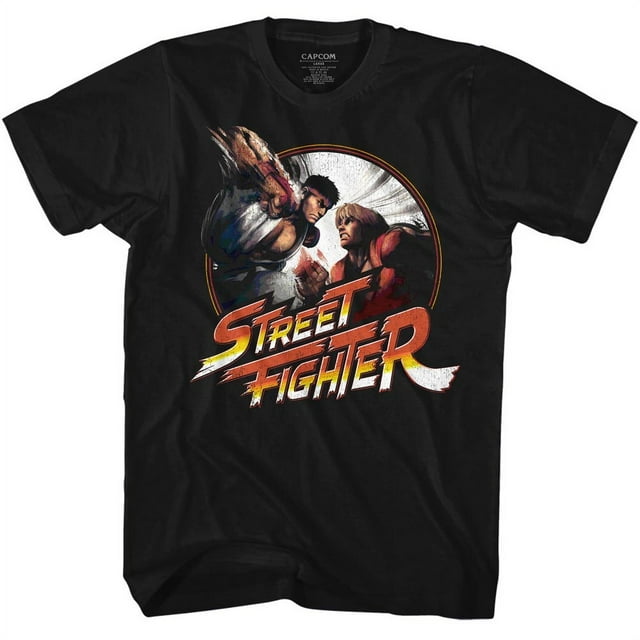 Street Fighter T-Shirt pour Adulte Noir Punchy de Jeu d'Arcade d'Arts Martiaux Vidéo