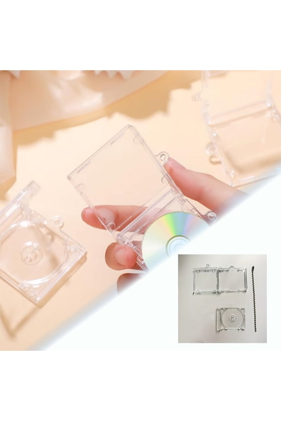 Diy Mini Cd Keychain Kit, Transparent Disc Case With Beaded Chain, Blank Cd Holder For Star Merch, Photo Album & Jewelry(Clear-6Cm)