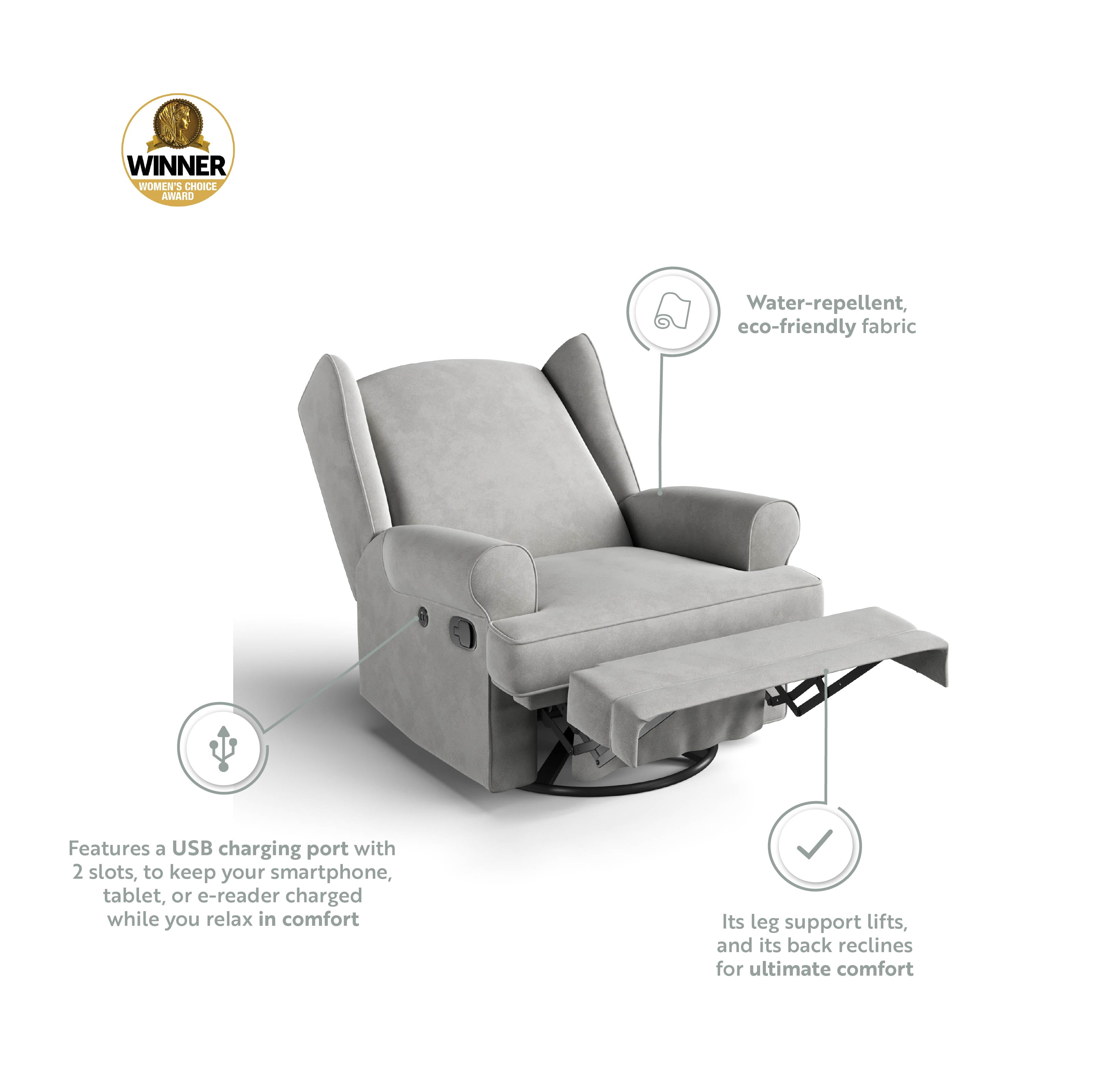 Storkcraft Serenity Wingback Upholstered Nursery Recline Glider, Steel Gray  - Walmart.com