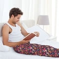 thumbnail image 5 of Pofeuu Apricot color Skull flower Print Men's Pajama Pants, Soft Lounge Pajama Pants with big pockets for Men Plaid Pj Bottoms-Small, 5 of 6