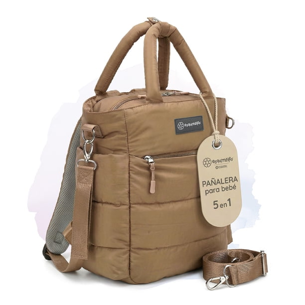 Pañalera Bolsa Para Bebé Esquimalito Daily Bag, Tote de Pañales con 11 Compartimentos y Bolsillo Térmico, Resistente al Agua Khaki