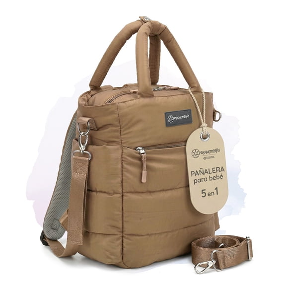 Pañalera Bolsa Para Bebé Esquimalito Daily Bag, Tote de Pañales con 11 Compartimentos y Bolsillo Térmico, Resistente al Agua Khaki