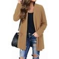 thumbnail image 4 of Hanerdun Women Open Front Cardigan Female Pocket Sweater Cardigans Light Brown L, 4 of 5