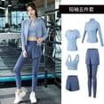thumbnail image 5 of Conjunto de Yoga y Fitness para mujer, ropa atlética de entrenamiento, camisa de manga larga, sujetadores de gimnasio, mallas de cintura alta, ropa deportiva ajustada, 5 of 5
