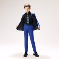 thumbnail image 3 of Lycody 4pcs Boys Slim Fit Tuxedo Suit Shawl Lapel One Button Tuxedo Slim Fit Premium,for Boys Wedding Outfit Blazer Coat  Pants Set with Bow Tie, 3 of 8