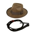 thumbnail image 1 of Mens Indiana Jones Accessory Set Hat Fedora 6 Foot Whip Brown One Size Adult, 1 of 3