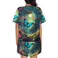 thumbnail image 6 of Fuzoiu Enchanted Forest Butterfly A Print Women's Short-Sleeved Pajama Set,Lounge Sleepwear Set,Womens Pajama Sets 2 Piece,Button-Up Top and Shorts with Pockets-Large, 6 of 7