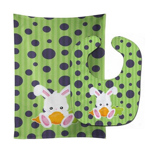 Carolines Treasures BB6903STBU Bavoir et Chiffon de Rot Bébé à Pois de Pâques Rabbit
