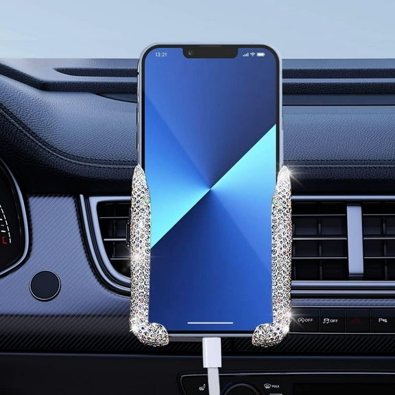 Bling Car Phone Holder, 360 Degrees Adjustable Rhinestone Car Phone Mount, Universal Car Dashboard Air Vent Car Stand Phone Holder, Car Accessories for Women and Girl
