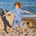 thumbnail image 3 of FORMRS Boys Rash Guard Short Sleeves Swim Shirt Quick Dry UPF 50+ Sun Protection, Sizes 3-12T, Neon Starfish Pattern, 3 of 6