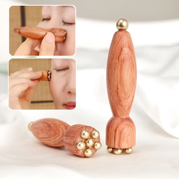 XIRQI 2026 New Lotus Seedpod Beauty Brass and Rosewood Facial Gua Sha Tool Eye Relaxation Spot Meridians Acupoint Massage Handheld