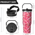 thumbnail image 4 of 30oz Handheld Travel Tumbler with Handle – Double Wall Stainless Steel Insulated Cup, Flip Straw Lid, Leak-Proof & BPA-Free for Hot and Cold Drinks – Durable Coffee & Juice Mug Pink, 4 of 7