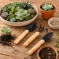 thumbnail image 2 of 3 Piece Mini Wooden Handheld Gardening Tool Set Spade Shovel Rake, 2 of 6