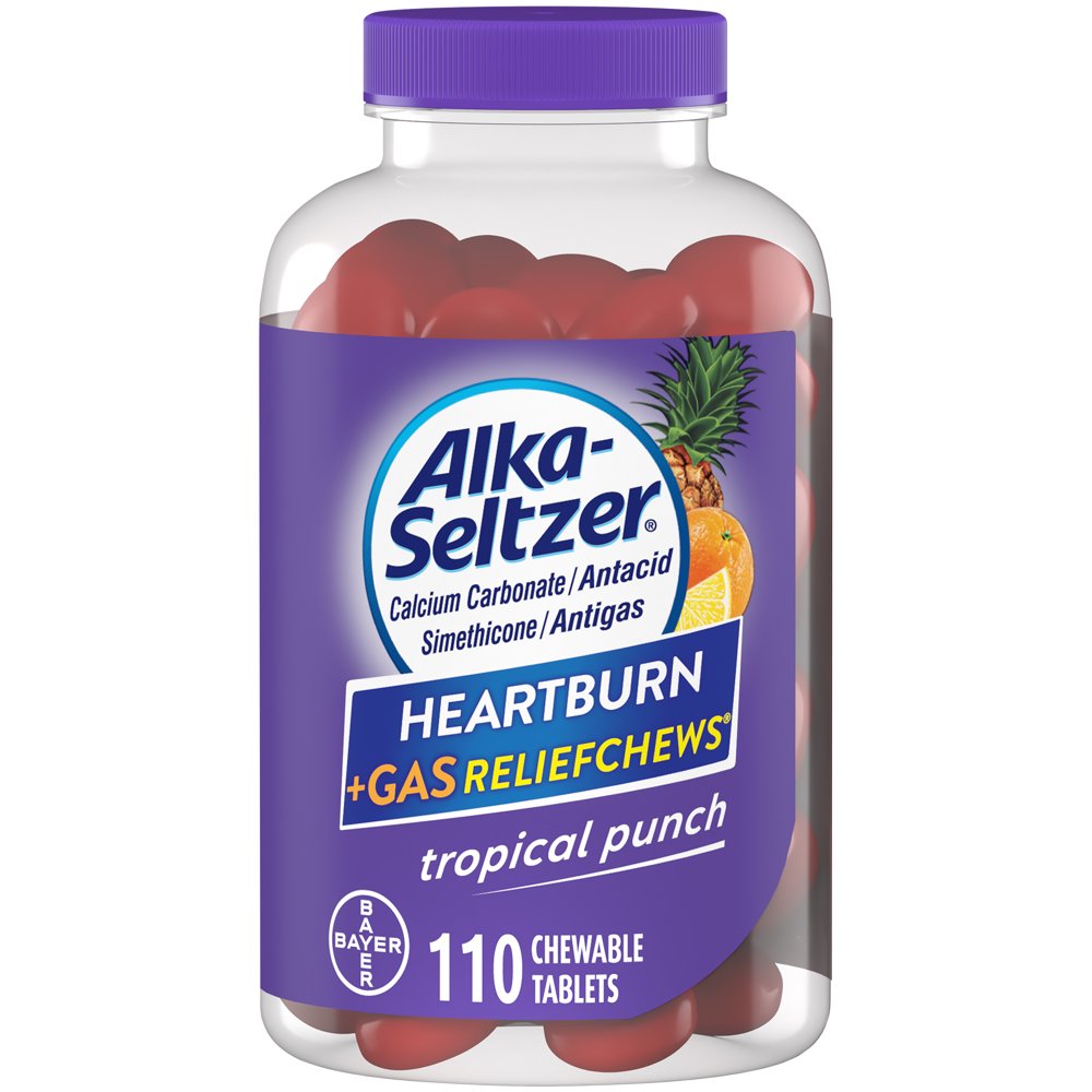 Alka Seltzer Heartburn Relief + Gas Relief Chews, Antacid Tablets 110 Ct