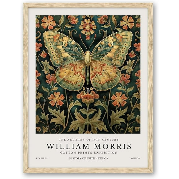 Aaheei Natural Wall Art,William Morris Butterfly Canvas Print Posters Art,Animal Wall Decor for Living Room Bedroom Home, Set of 1