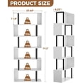 thumbnail image 3 of YKITRD 5-6 Tier Geometric Bookcase,S Shaped Bookshelf, Wood Decorative Storage Shelving, Modern Freestanding Display Shelves, Tall Book Shelf Unit for Living Room Bedroom, White, 3 of 8