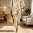 thumbnail image 3 of Viworld Pockets + Batwing Sleeves + High Waist Joggers! Women's Relaxed Fit Two-Piece Set, Casual Vacation Wear Apricot，XS, 3 of 4