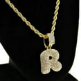 thumbnail image 4 of Bubble Letter R Block Initial 24" Hip Hop Rope Chain Bling Pendant Gold Finish Monogram Name Necklace, 4 of 5