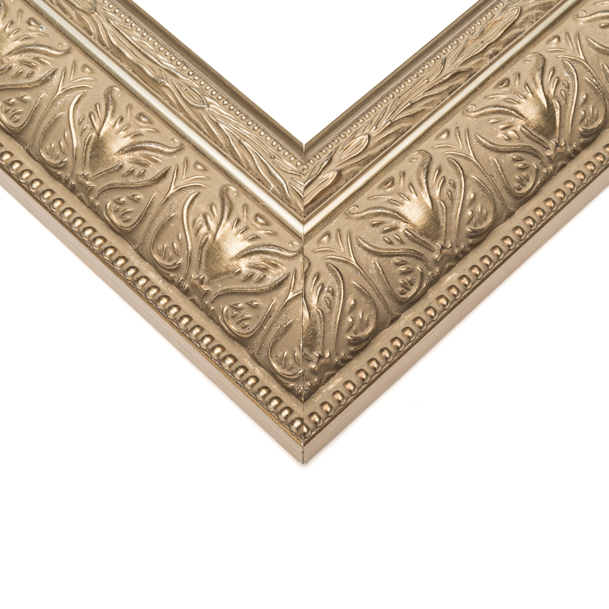 18x24 Frame Ornate Silver Beaded Solid Wood Picture Frame Width 2.5 Inches | Interior Depth 1