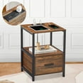 thumbnail image 1 of VECELO Table de Chevet avec Station de Charge et Tiroir, Table d'Appoint Moderne avec Rangement Ouvert pour Chambre Salon Bureau, Marron, 1 of 7