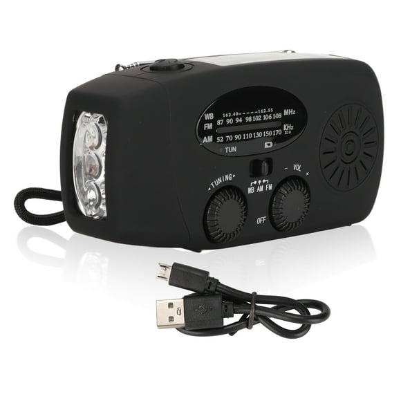 ZOUSSIQI XSY088L Portable NOAA/AM/FM Radio Waterproof Portable Solar Hand Crank Radio with 2000mAh Charger for Outdoor Black EL225#46812