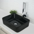 thumbnail image 2 of Stylish Vessel 18 ¾"Wx 14 ½"D Black Porcelain Rectangular Bathroom Sink P-223N, 2 of 10