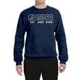 thumbnail image 2 of Eat Sleep Game Video Gamer Gift Fan Pop Culture Unisex Crewneck Graphic Sweatshirt, Vintage Heather Navy, 3XL, 2 of 3