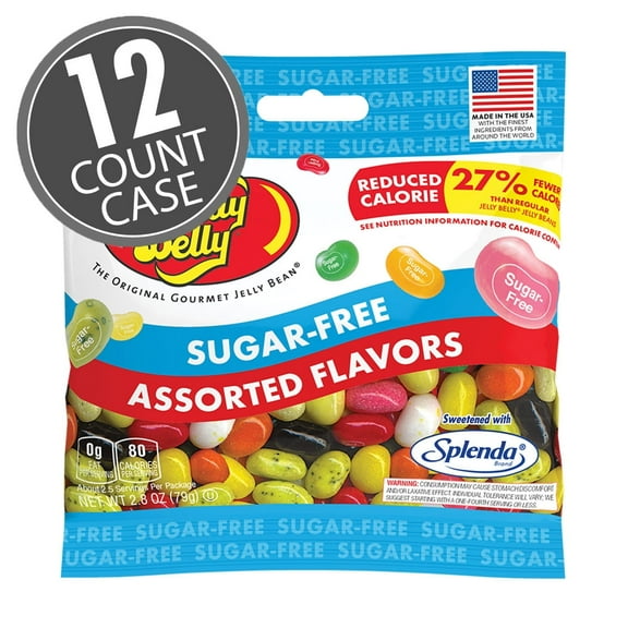 Jelly Belly Sugar-Free Assorted Jelly Beans - Mix of 9 Popular Flavors, Pack of 12 x 2.8 Ounce Bags