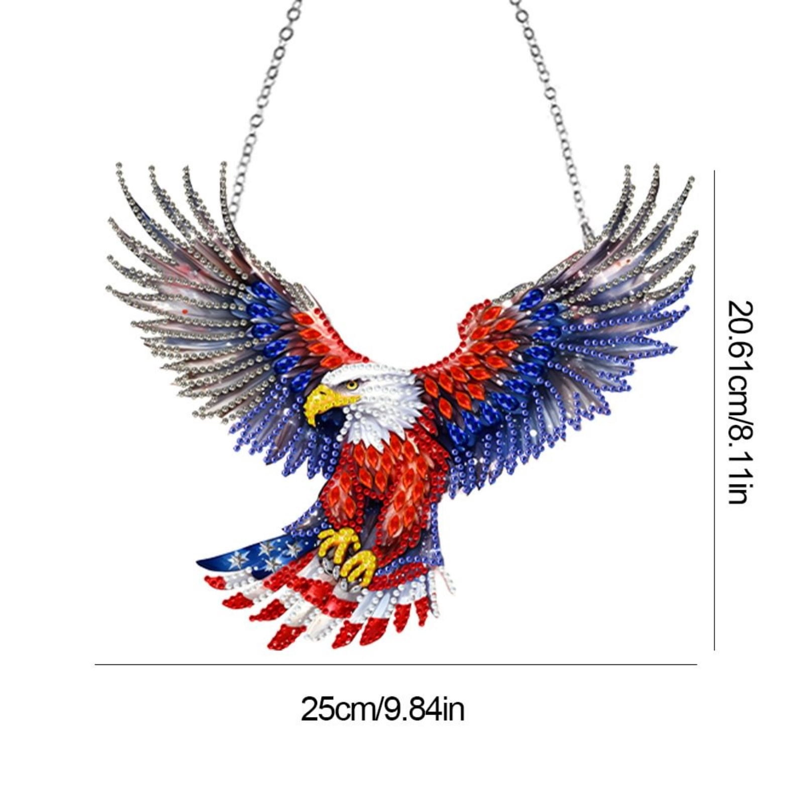 FLOPESN DIY Diamond Art Kits, American Independence Day USA Eagle Style, 9.84*8.11 in Diamond Painting Pendant, Creative Design Wall Decor