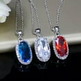 thumbnail image 6 of Elegant Oval Cut Red Cubic Zircon Pendant Huggie Earrings Ring Women Jewelry Set, 6 of 9