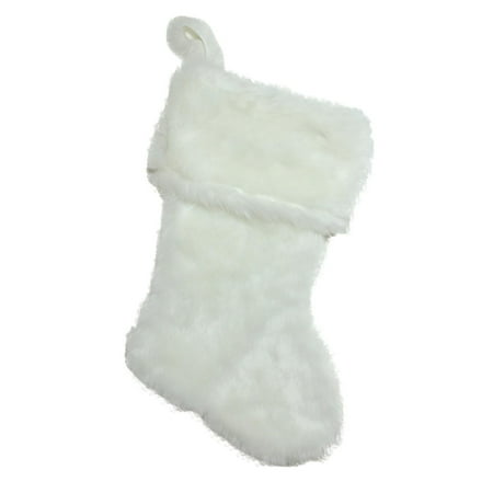 - 20” Ivory White Super Soft Faux Fur Decorative Christmas Stocking