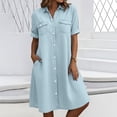 thumbnail image 5 of Smsaxvxz Summer Denim Dresses for Women 2026 Casual Short Sleeve Button Down Shirt Dresses with Pockets Loose Fit Sundress Light Blue 2XL, 5 of 8