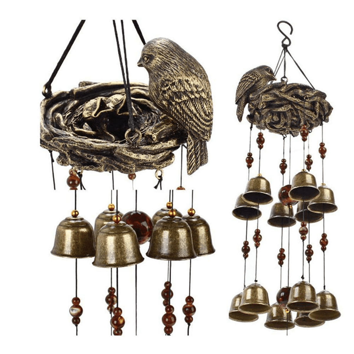 1PCS Bird Nest Wind Chimes, Wind Chime with 12 Pieces Bronze Bells for Garden, Yard, Patio and Home Decor