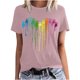 thumbnail image 1 of Camisetas de Manga Corta para las Mujeres Impresas Cuello Redondo Casual Camiseta, 95% Poliéster 5% Spandex Vintage Ligero Top para Diario, Fiesta Y Primavera, 1 of 5