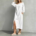 thumbnail image 4 of Guieoi Shift Dresses for Women 2026 Fall Off-Shoulder Long-Sleeve Slit Dress with Pockets Loose-Fit Maxi Casual Dress White L, 4 of 5