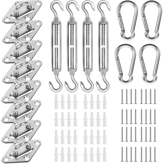 304 Grade Stainless Steel Shade Sail Hardware Kit for Effortless Rectangle and Square Sun Shade Sail Installation in Your Patio, Garden, and Beyond D