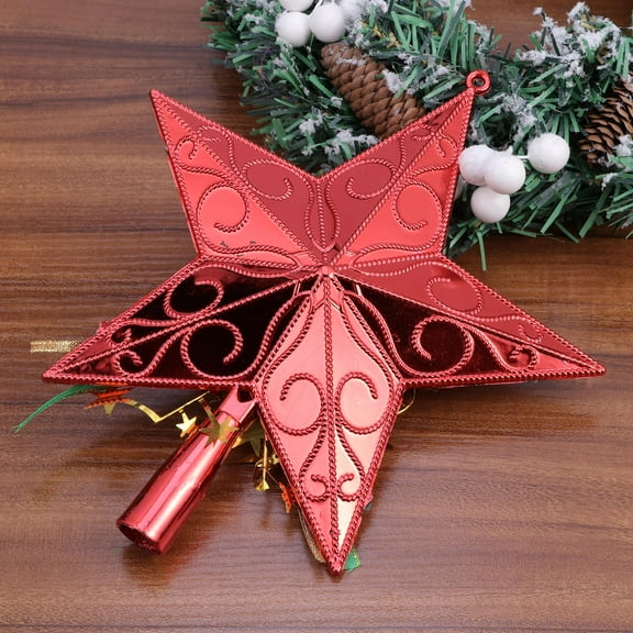 COSMOBETTY 1Set Christmas Tree Star Topper Red Glittering Design for Festive Atmosphere Enhancement Home and Office Decor